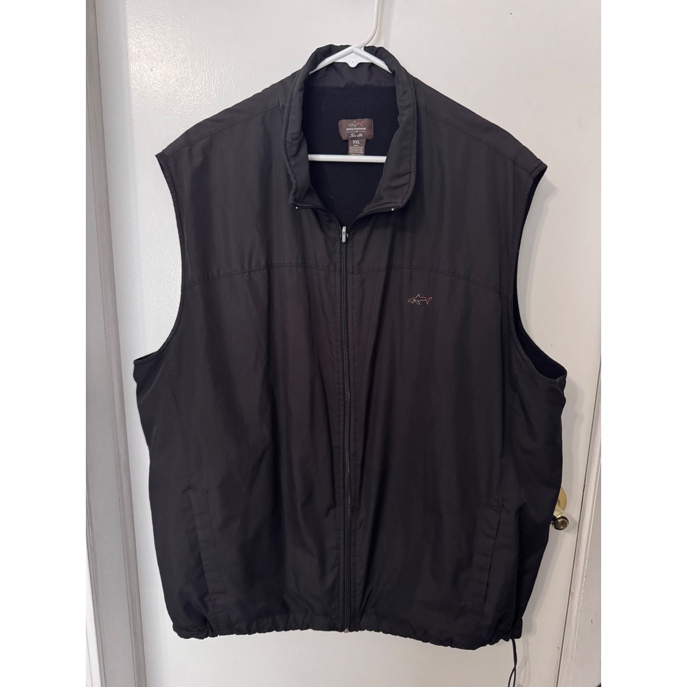 Greg Norman Tasso Elba Golf Vest Mens XXL Black Fleece Full Zip Shark